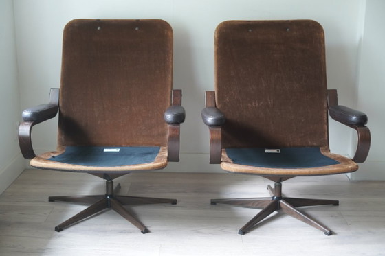 Rare Paire de Fauteuils Lounge Pivotants Georg Thams des Années 70 pour A/S Vejen Polstermøbelfabrik - (photo 14 of 15)