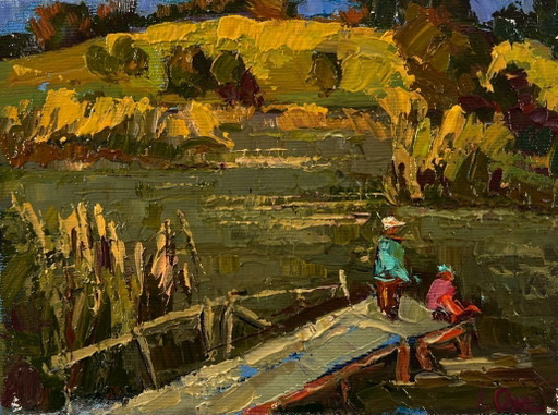 Origineel olieverfschilderij: Herfstkustlandschap aan de kust
