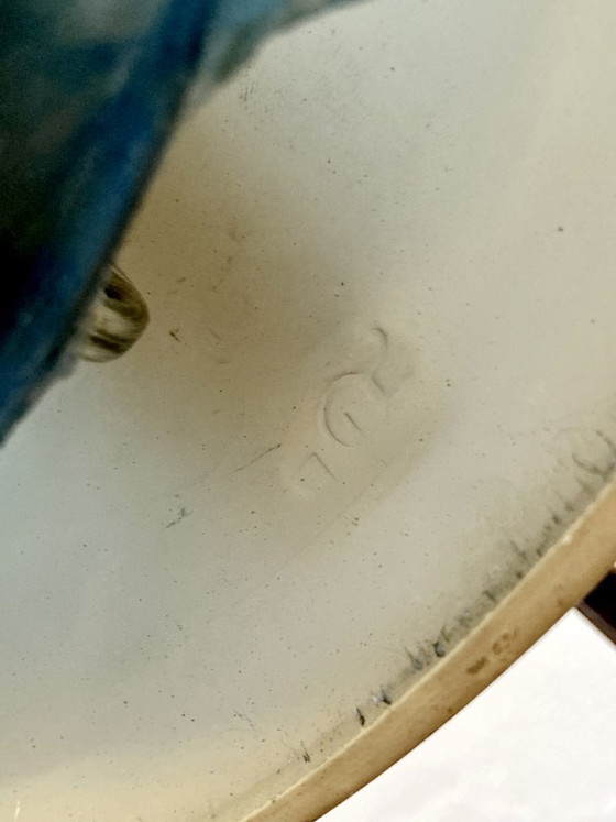 Image 1 of Solère telescopic lamp, hammered paint & blue diffuser, 1950s