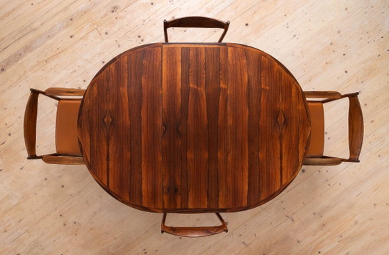 Image 1 of Torbjørn Afdal Darby eethoek met zes stoelen en uitschuifbare tafel, Noorwegen, jaren 60