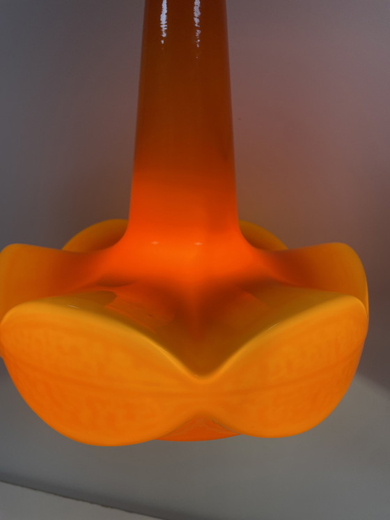 Image 1 of lampe à suspension vintage van Peill & Putzler, verre opalin oranje