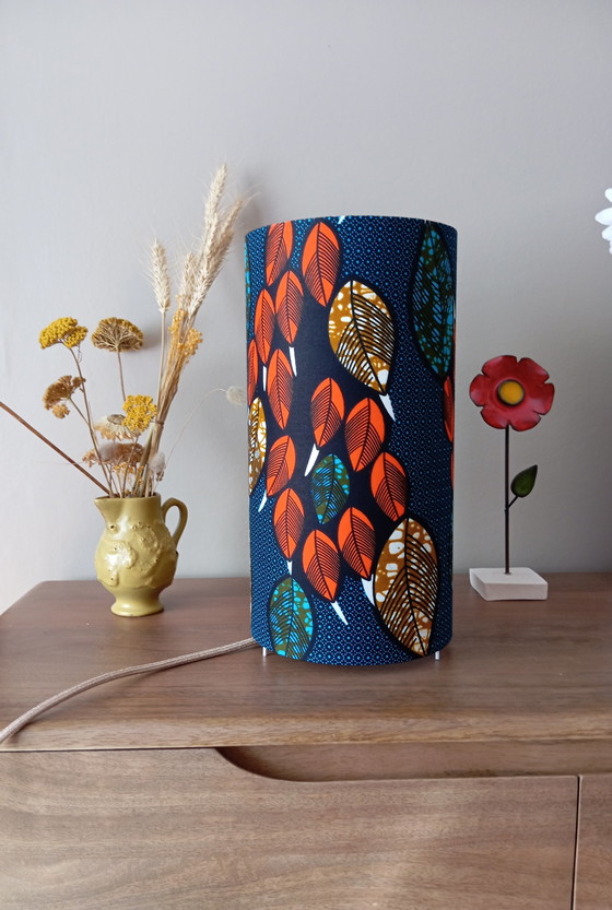 Image 1 of Lampenschirm aus farbigem Wax-Stoff, einzigartige Kreation