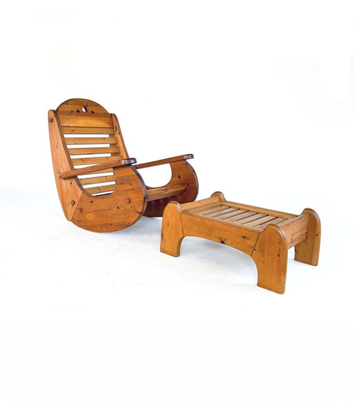 Brutalist rocking chair, Wasa Möbel '70