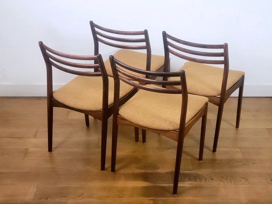 Image 1 of Set va 4 vintage Deense stoelen van Vestervig Eriksen in palissander