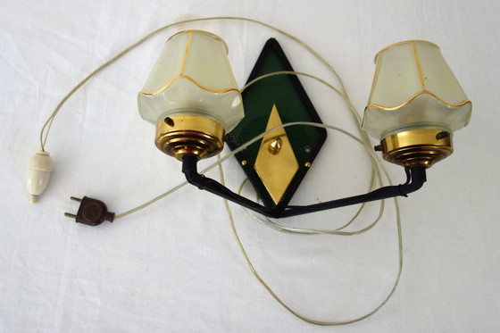 Image 1 of Rare double perforated metal wall light from the 50s