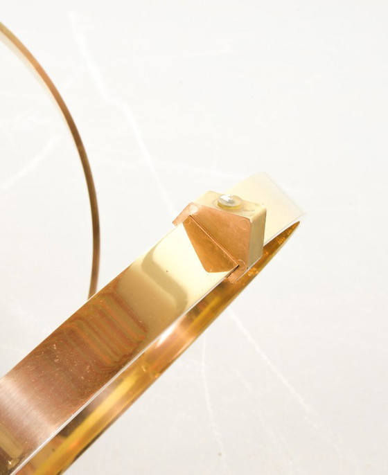 Image 1 of Mid-Century Design Knut Hesterberg Round Brass Coffee Table with Smoked Glass Top for Ronald Schmitt. Germany, 1970s. 