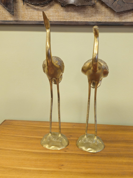 Image 1 of Grandi gru in ottone, uccelli gru, uccelli vintage