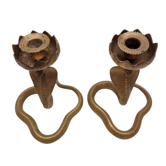 Image 1 of Candelieri cobra in ottone massiccio