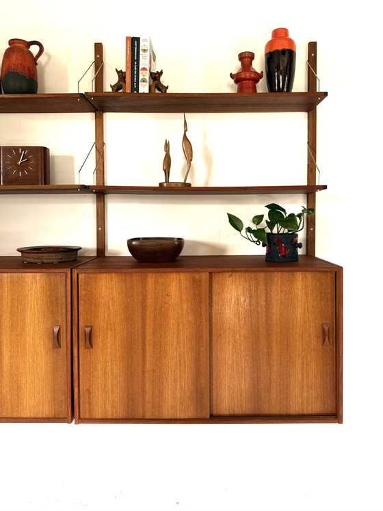 Image 1 of Vintage teakhouten modulair wandsysteem, denemarken ‘60