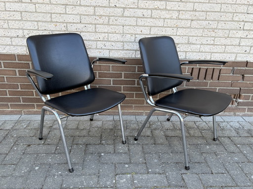 2 vintage buisframe stoelen Gebroeders de Wit Gispen midcentury 