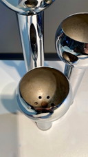 Vintage chrome candlestick in Space Age style