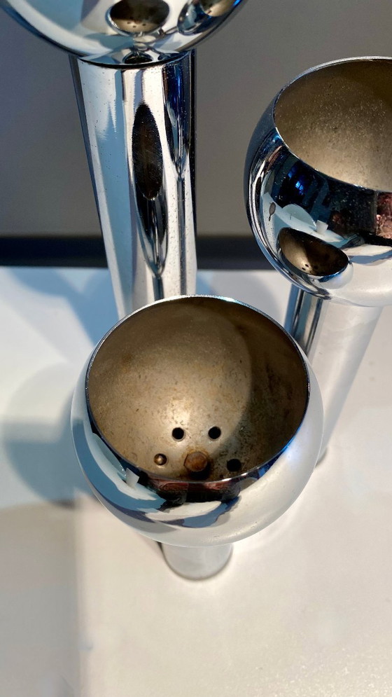 Image 1 of Vintage chrome candlestick in Space Age style