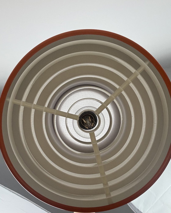 Image 1 of Oranje vintage lamp, Deense minimalistische hanglamp, ruimtetijdperk, metaal, kunststof, jaren 70, midden van de eeuw, UFO, Scan