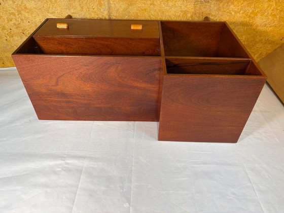 Image 1 of Mid Century Retro Teak Telephone Seat / Media Cabinet (Circa 1960)  A superb mid century vintage teak telephone seat dating from