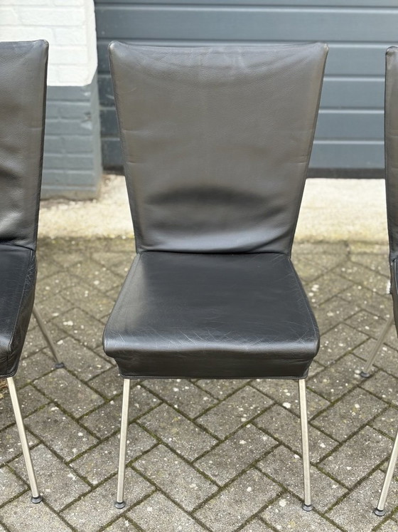 Orea Stoelen 6 Stuks – Label van den Berg, Eetkamerstoelen, Leather, Chrome (photo 5 of 17)