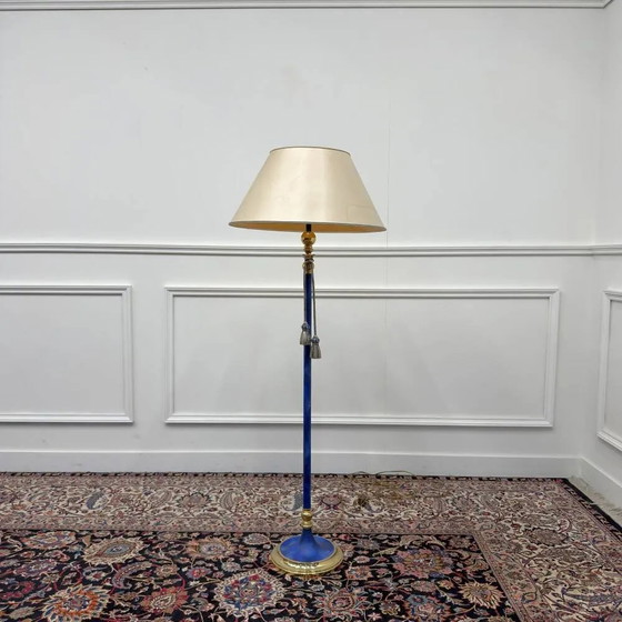 Italienische Pr. vergoldete Stehleuchte mit Seilen, Stehleuchten, Metall, Blau, Hollywood Regency (Foto 9 von 9)