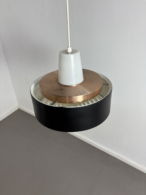 Image 1 of Vintage Deense Hanglamp Metaal met Kunststof 