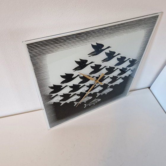 Image 1 of M.C. Escher wall clock air and water 1992/2000 design wall clock