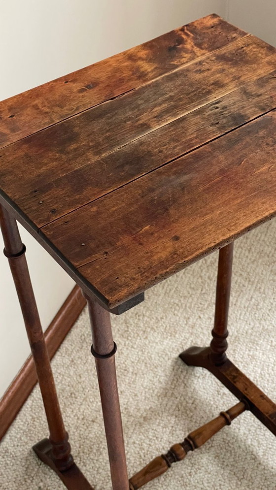 Image 1 of Antique Turned Wood Bedside Table