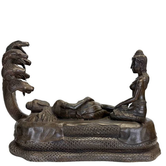 Zware Khmer Vishnu Beeld (12.2 kg) – Beeldhouwkunst, Brass (photo 6 of 19)