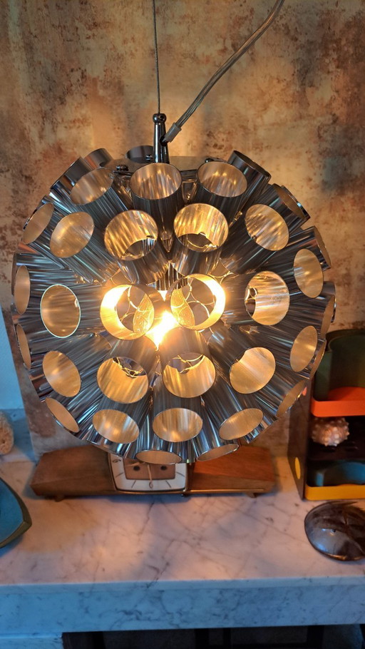 Lampada a sospensione vintage Ranex in cromo, stile spaziale
