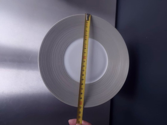 Image 1 of Yellow Chrome x JL Coquet Limoges – Hemisphere White Satin dessert borders (set of 10 | Ø 21 cm)