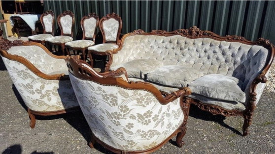Image 1 of Italiaanse barok bank met fauteuils 