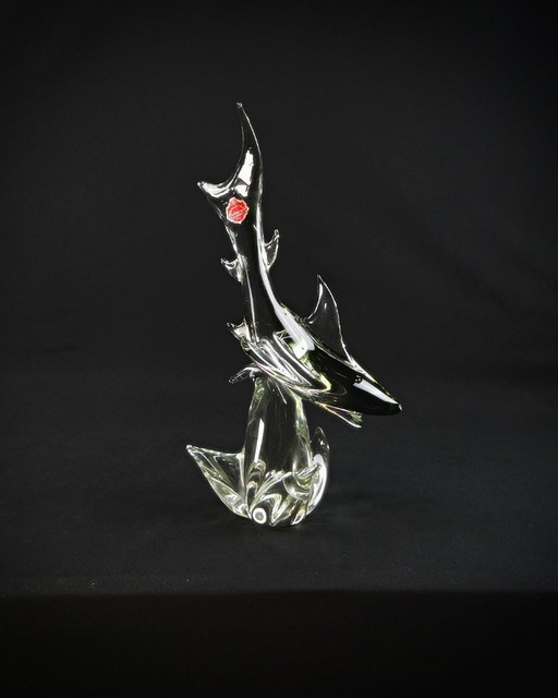 Murano glass shark signed Maestri Vetrai modernist vintage 60s