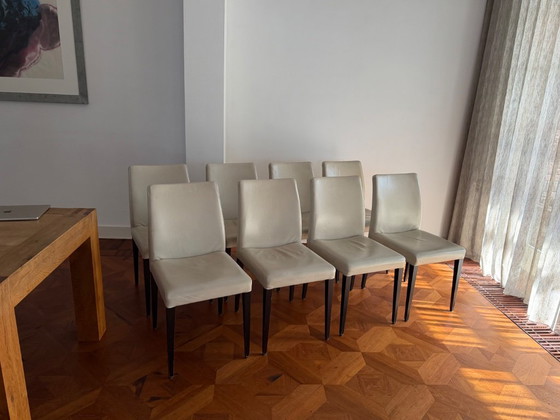 8 Poltrona Frau Liz Sedie da pranzo - pelle bianco sporco – Legno (photo 2 of 11)