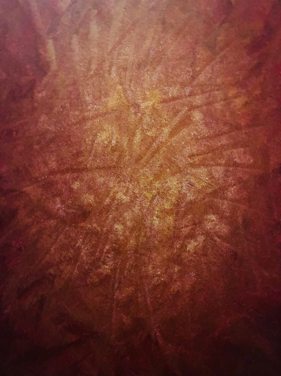 Gran pintura original abstracta roja y dorada – Walter Geraci, Pinturas y dibujos, Lienzo (photo 7 of 13)