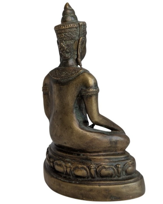 Zittende Boeddha van verguld brons – Ayutthaya-Rattanakosin-overgang – Beeldhouwkunst, Bronze, Gold (photo 4 of 9)