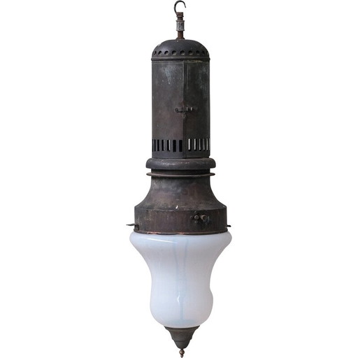 Vintage metalen hanglamp, Frankrijk 1900