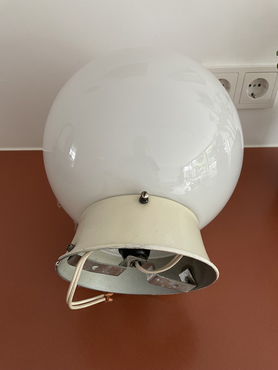 Image 1 of Vintage echt glazen grote bol plafondlamp
