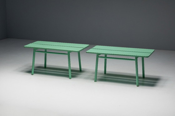 Image 1 of Tables "grain de café" vertes par Pierre Gautier Delaye, France, 1965