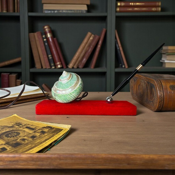 Image 1 of Juego de escritorio con luz de concha náutica y bolígrafo, años 40