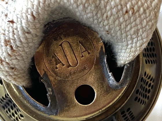 Image 1 of Ancienne Lampe à Pétrole Huile Kérosène France 1900 "ADA" Bronze Art Nouveau