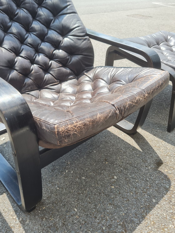 Image 1 of Poem Lounge Chair with Hocker - Noboru Nakamura for IKEA - 1970s