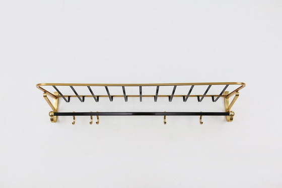 Image 1 of Mid Century Garderobenständer aus Gold und schwarzem Aluminium, Belgien 1960er Jahre