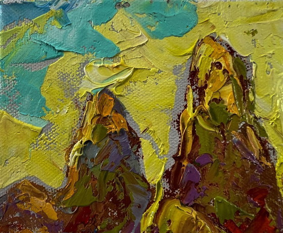 Original Oil Painting Summer Day Landscape Dawn In The Field – Paintings & Drawings, Canvas (photo 7 of 8)