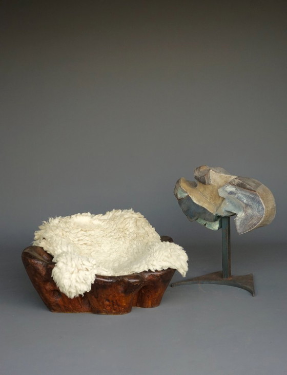 Image 1 of Geschnitzter Massivholzstuhl, 1970