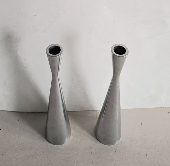 Image 1 of Erika Pekkari pour Ikea 2 bougeoirs design chromé type Götta 1990.