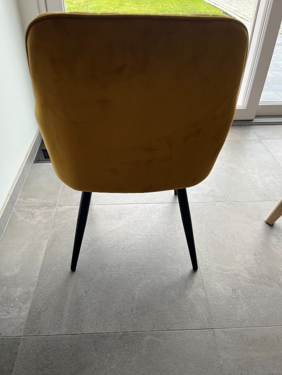 Image 1 of Tavolo in rovere massello, ovale danese + rastremato e 4 sedie in velluto