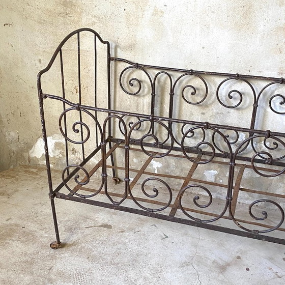 Vintage Smeedijzeren Bank – Eenpersoonsbedden, Iron (photo 5 of 8)