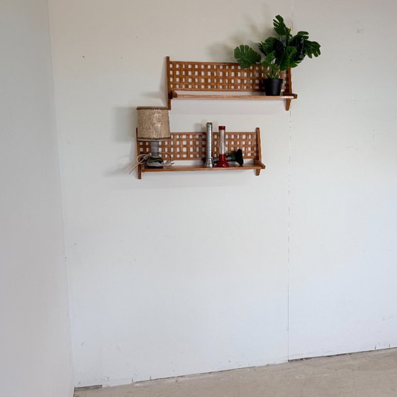 Set van 2 Mid-Century Wandrekken met Gevlochten Rugpaneel – ÚLUV – Wood (photo 10 of 11)