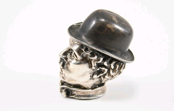 Image 1 of Zilveren 925 Charlie Chaplin-hoofd