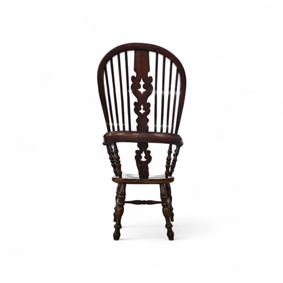 Antique 19th Century Wide Arm Arch Back Ash & Elm Rustic Farmhouse Yorkshire Windsor Chair (photo 6 of 8)