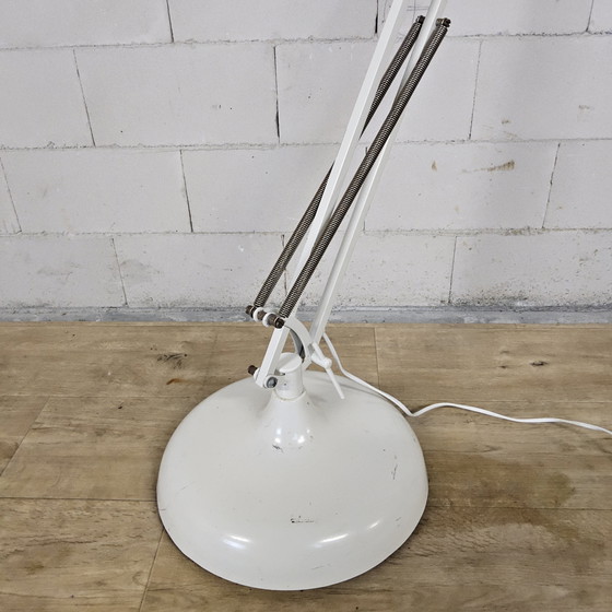 Image 1 of Grande lampada da terra bianca regolabile in metallo vintage industriale