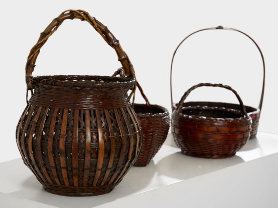 Image 1 of Set di cestini di bambù Ikebana Maeda Chikubōsai periodo Meiji 