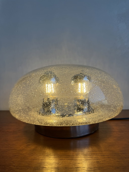 Lampe de table vintage en verre bullé - Élégance de l'ère spatiale