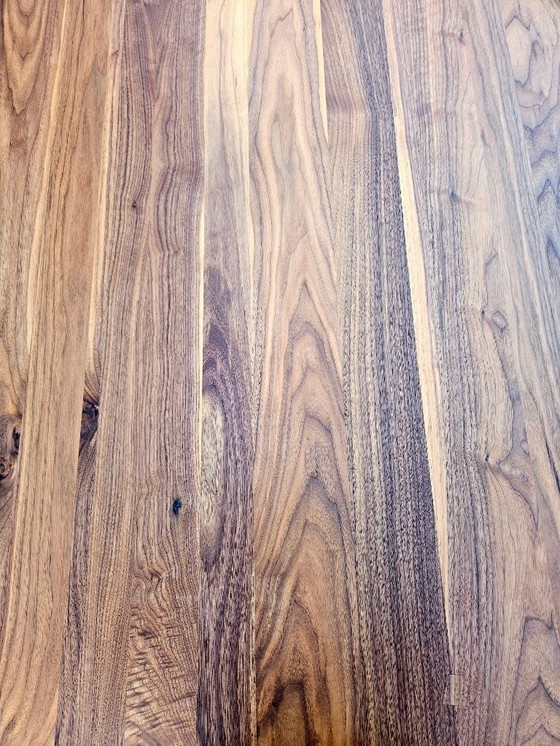 Image 1 of Mid-Century Modern Dining Table – Solid European Walnut & Black Oak – Handmade – 180 × 90 × 78 cm